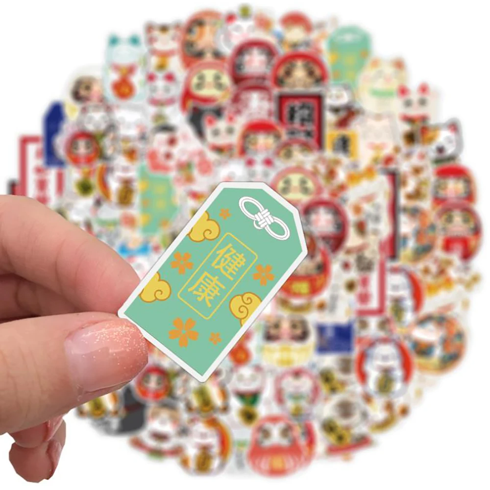 Pegatinas impermeables Kawaii para gato de la suerte, juguetes cl&aacute;sicos de viaje, port&aacute;til, monopat&iacute;n, guitarra, grafiti, pegatina de juguete para ni&ntilde;os, 10/30/50 Uds.-2