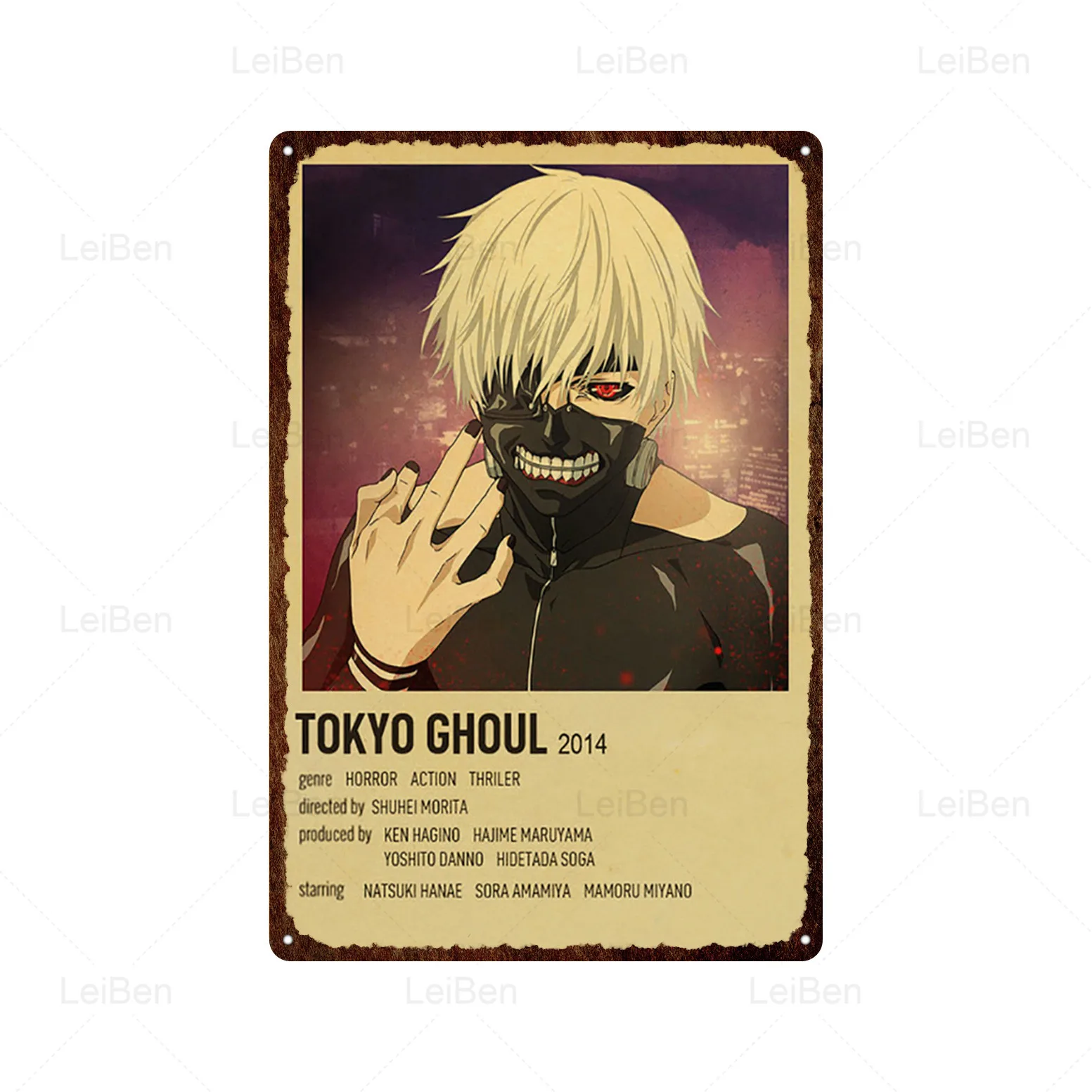 Аниме металлическая пластина Черный Батлер Токийский Гуль Ретро табличка