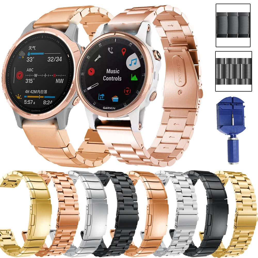

26 22 20MM Watch Band for Garmin Fenix 5 5X 3 HR Fenix 6X Pro 6 6S S60 MK1 Watch Quick Release metal Easyfit Wristband Strap