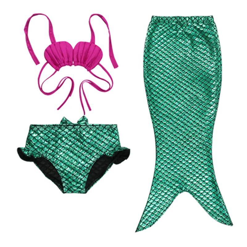 Новый комплект одежды из 3 предметов для маленьких девочек с русалочьим хвостом бикини Детский купальник
