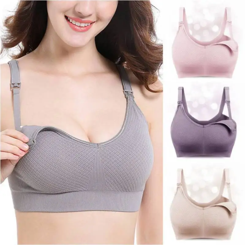 

Women Lingerie Push Up Seamless Steel Rim Wire Free Bra Breathable Upper Buckle Underwear Padded Pregnancy Bra