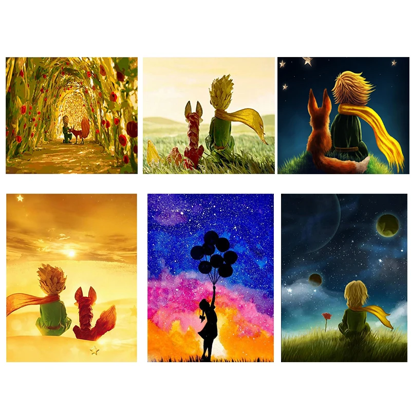 

GATYZTORY 60x75cm Frame Diy Oil Digital Painting By Bumbers Kits Cartoon Little Prince Acrylic Paint By numbers For Adults Home