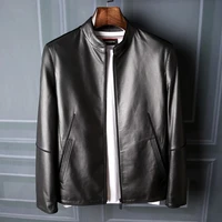 sheepskin leather jacket spring autumn mens quality tops genuine leather jacket stand collar casual leather coat