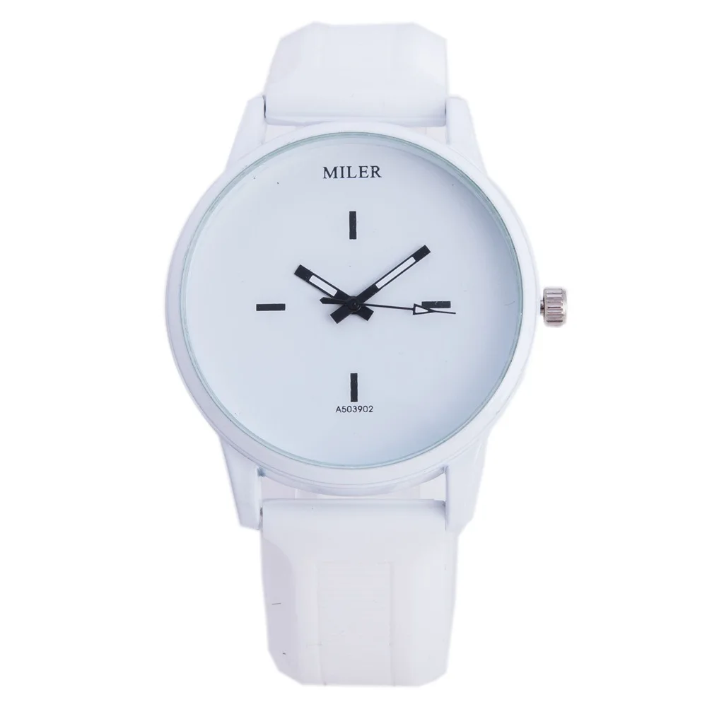 Высококачественные белые и черные силиконовые часы с циферблатом для женщин
