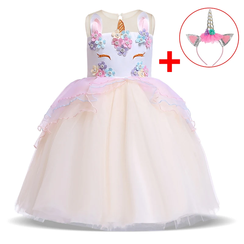 2022 Free Headband Summer Easter Unicorn Dress Kids Dresses For Girls Party Children Toddler Girl Clothes Princess L5066 | Детская