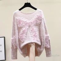 beaded bow sweater female 2020 autumn and winter all matching knit low waist jersey blusas pullovers women sweaters pull top