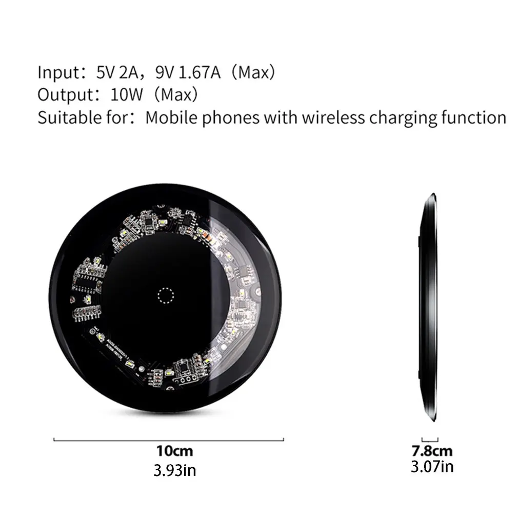 

10W Classic Transparent Wireless Charger With Fast Charge Discovery Disc Type Suitable For Smartphones