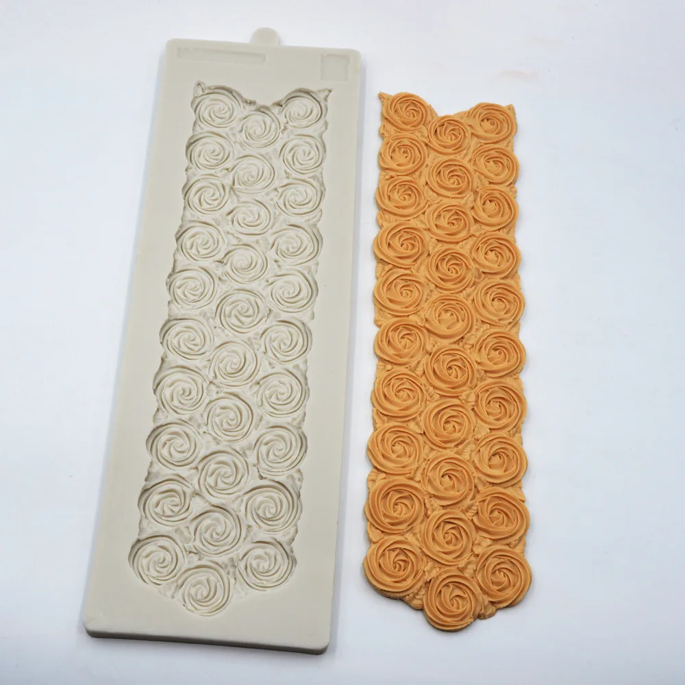 

Long Rose Border Silicone Mold For Fondant Chocolate Epoxy Sugarcraft Mould Pastry Cake Decorating Kitchen Accessories Tool