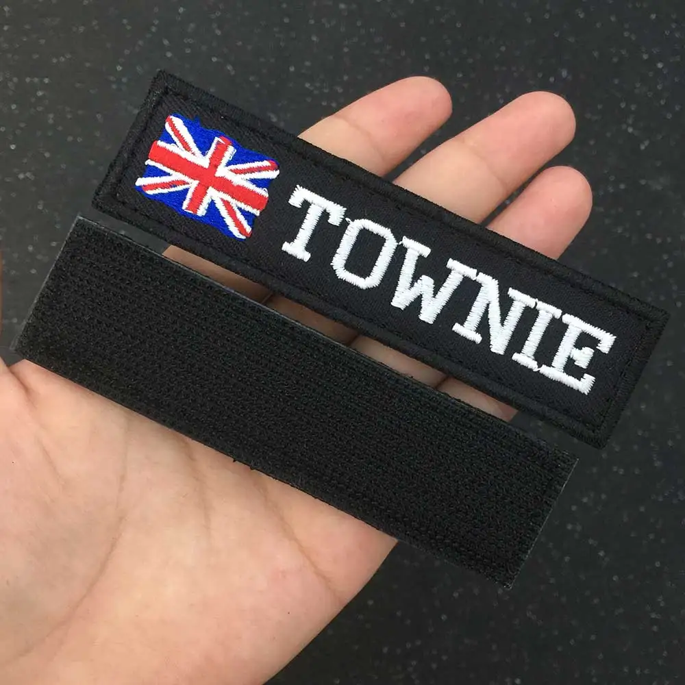Rectangular 1 line custom Embroidered Name hook onpatch US brazil French UK country flag personalized flag for jacket,bag,coat