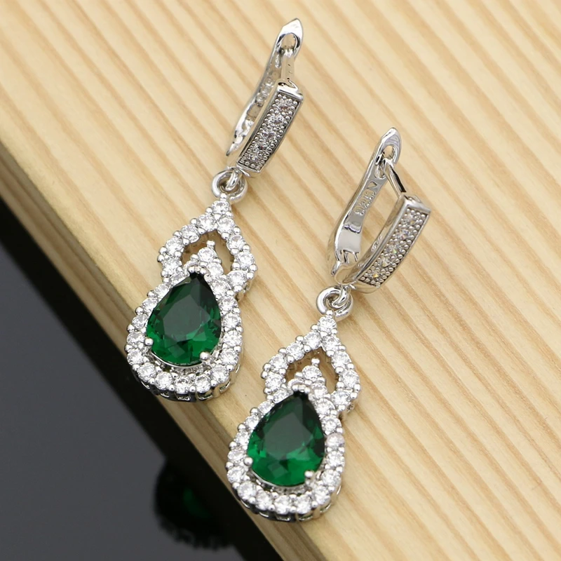 Женские серьги в богемном стиле круглые с натуральным зеленым кубическим