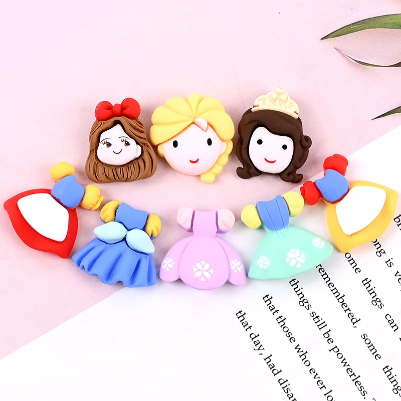 

10pcs Resin Cartoon Princess Cute Skirt Shape Jewelry Earring Charms Cream Mobile Phone Shell Material Hairpin DIY Accessories