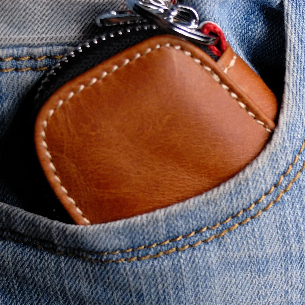 100% натуральная кожа страусиный узор Автомобильный ключ мужской коровья кожаная сумка для ключей на молнии