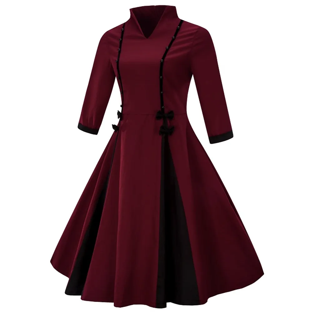 Модное Новогоднее платье в китайском стиле женская одежда больших размеров