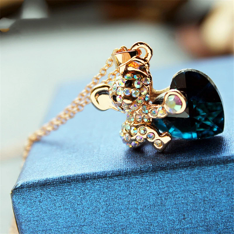 Ожерелья стразы цвета розового золота с милым сердечком коала 2017 женские модные