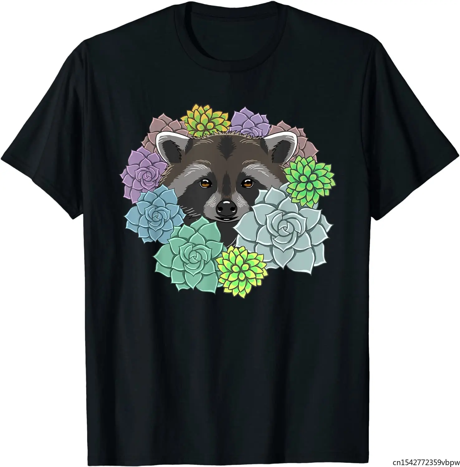 

Raccoon Hiding Behind Succulent Flowers Plant Lovers Gift T-Shirt Unisex Tee