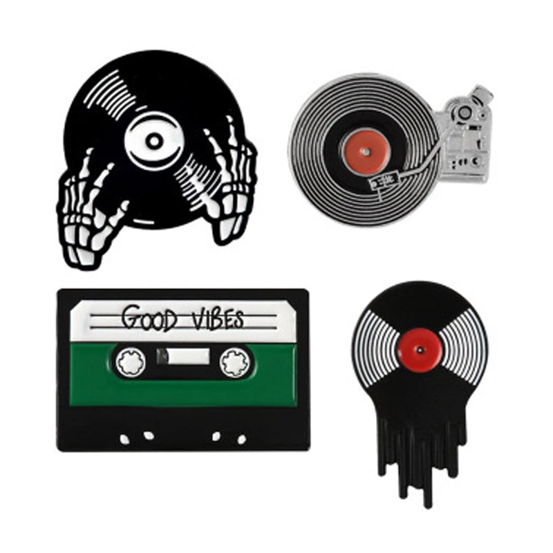 Эмалированная заколка Good vibes tape DJ Виниловый проигрыватель значок джинсовая