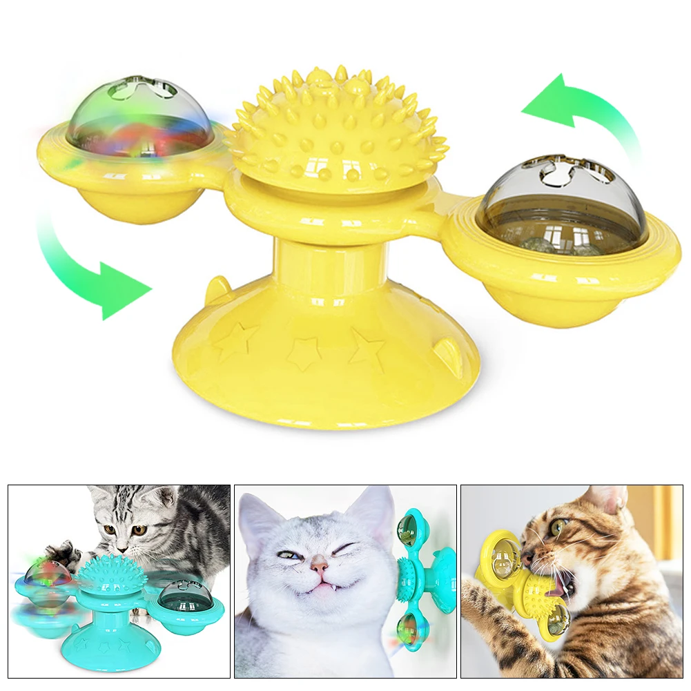 

Toys For Cat Turntable Pet Cat Toys Rotating Windmill Tease Cat Toy Scratching Rubbing Hair Cat Teeth Brush Play Fun With Cat