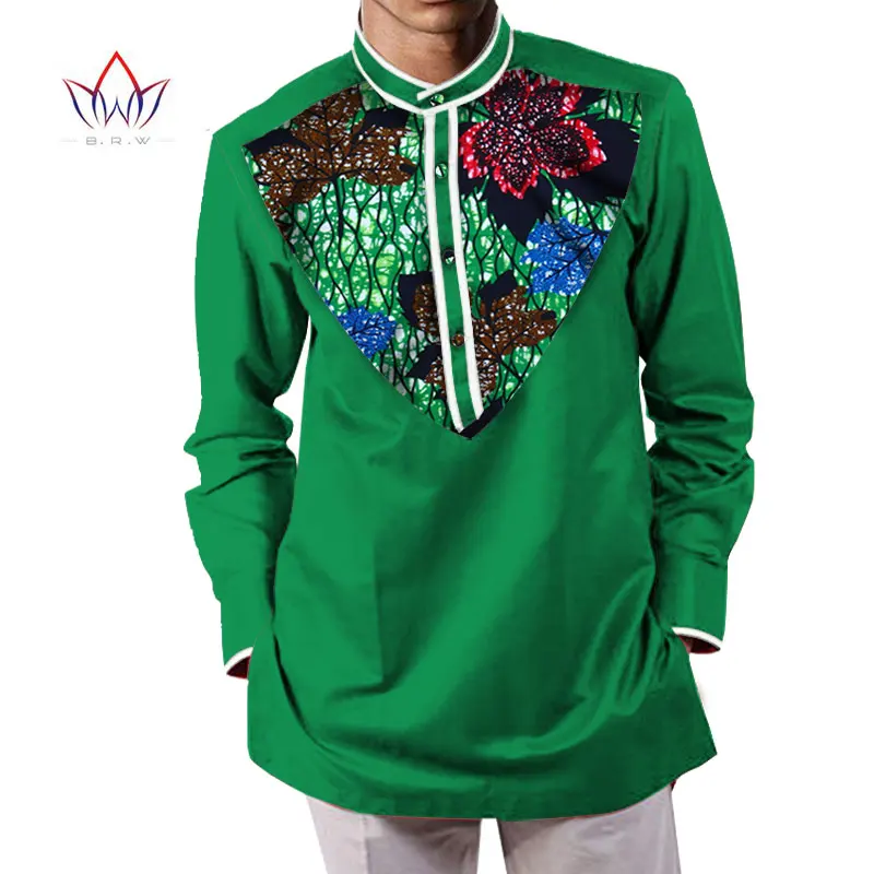2 Летняя мужская африканская одежда dashikis camisa masculina батик Печать Топы мужские натуральный хлопок рубашки BRW WYN232 - Цвет: 2