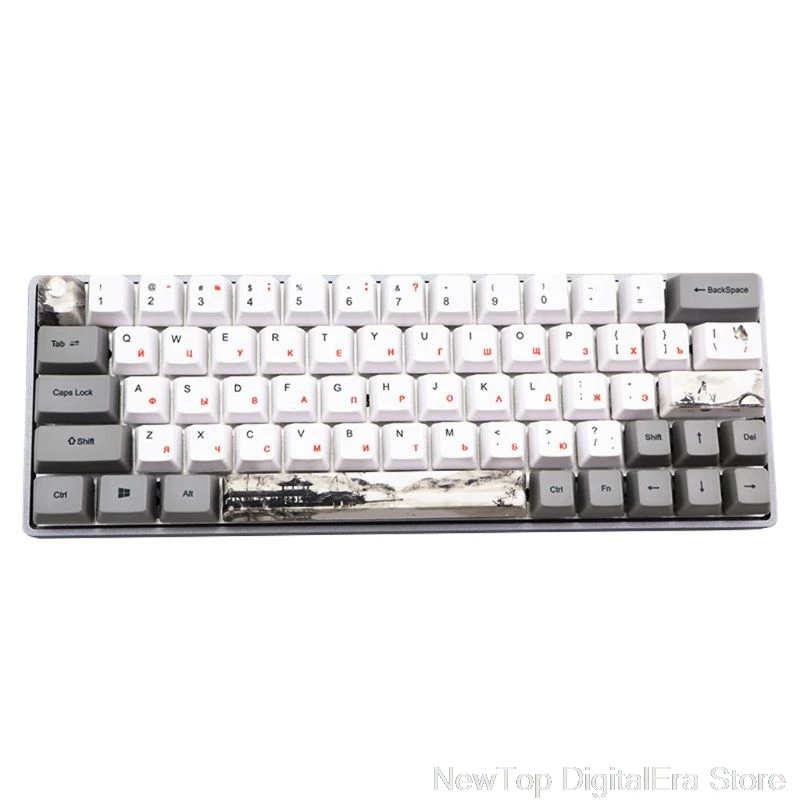 

73 key Ink Dye-Sublimation Keyboard Keycaps PBT OEM Profile Russian Keycap GH60 Jy17 20 Dropship