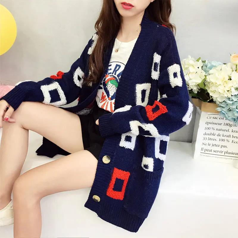 

Autumn New Cashmere Sweater Coat Women Korean Style Cardigan Women Fashion Spring Sweater Female Long Cardigans Knitting Outfit