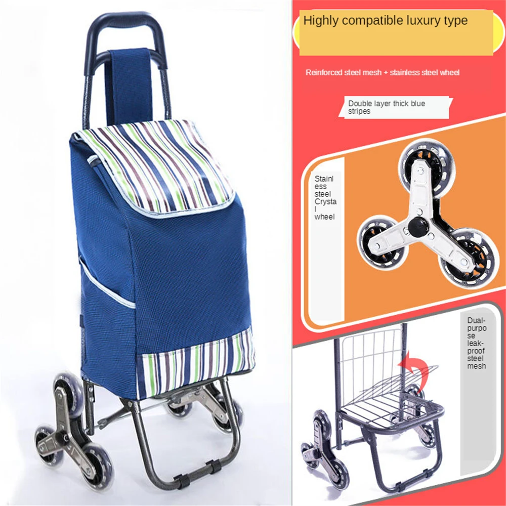 

B-LIFE Shopping Cart Stair Climber Grocery Foldable Carts with Extra Large Shopping Bag Laundry Utility Hand Truck