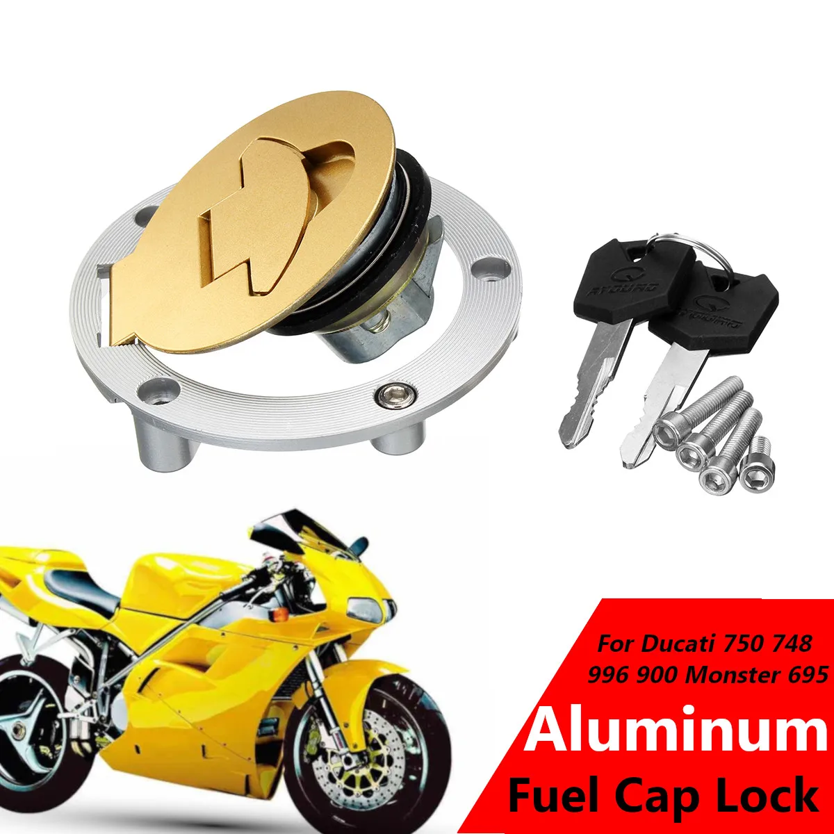 Алюминиевый замок крышки бензобака с 2 ключами Для Ducati 750 748 996 900 Monster 695 1995