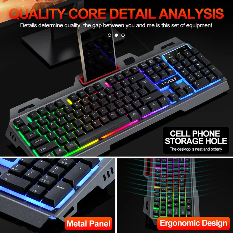 Gaming Keyboard And Mouse Wired Set Rainbow Backlit Computer Waterproof EN Keyboards For PC Laptop | Компьютеры и офис