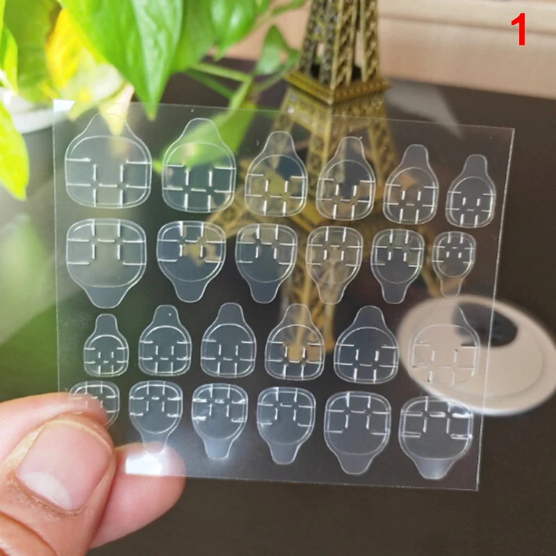 

12/24 Pcs/lot Double Sided Clear Nail Adhesive Gel Women Nail Art Tool Fake Nails Tools Press On Nails