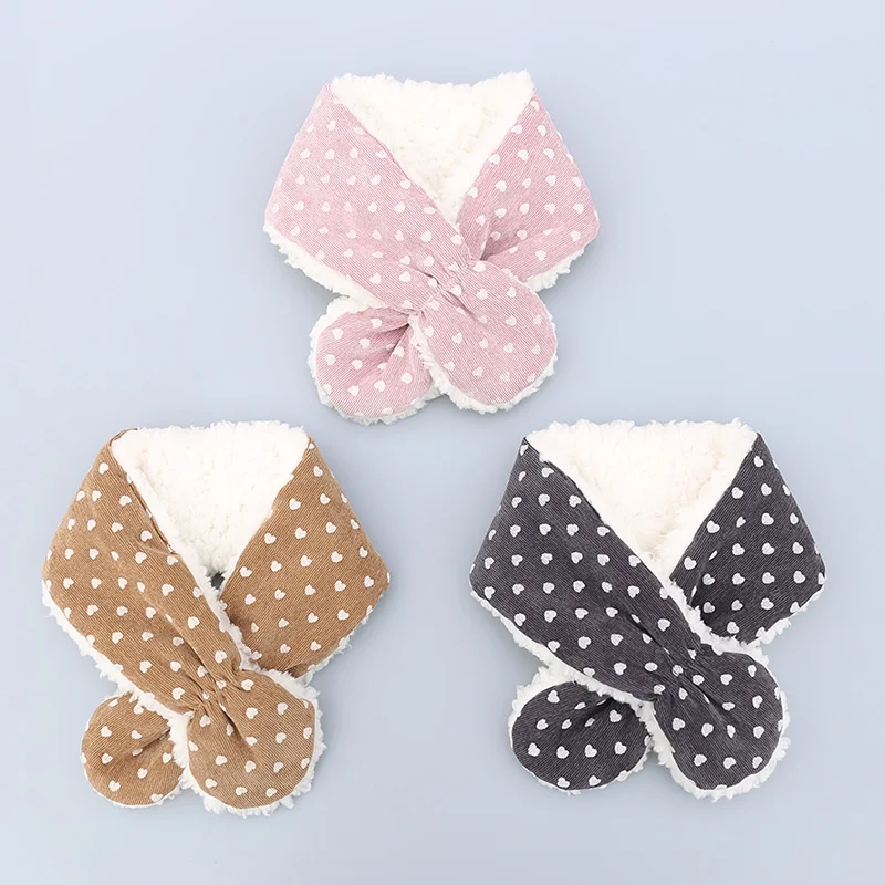 Детский зимний плотный вельветовый шарф с шерстяным воротником Детские