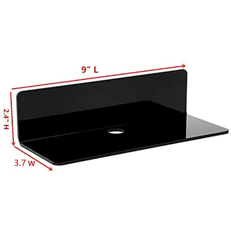 

4 PCS Acrylic Floating Wall Shelves,Adhesive Display Shelf for Smart Speaker/Security Cameras, Expand Wall Space,Black