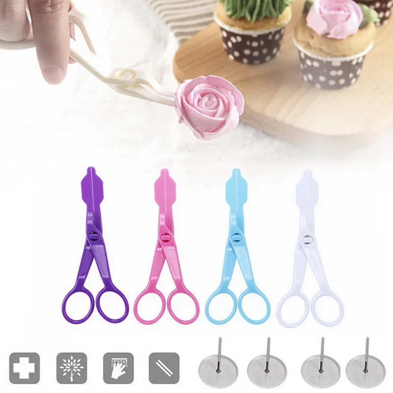 2Pcs Piping Flower Scissors Nail Safety Rose Decor Lifter Fondant Cake Decorating Tray Cream Transfer Baking Pastry Tools #1 | Дом и сад