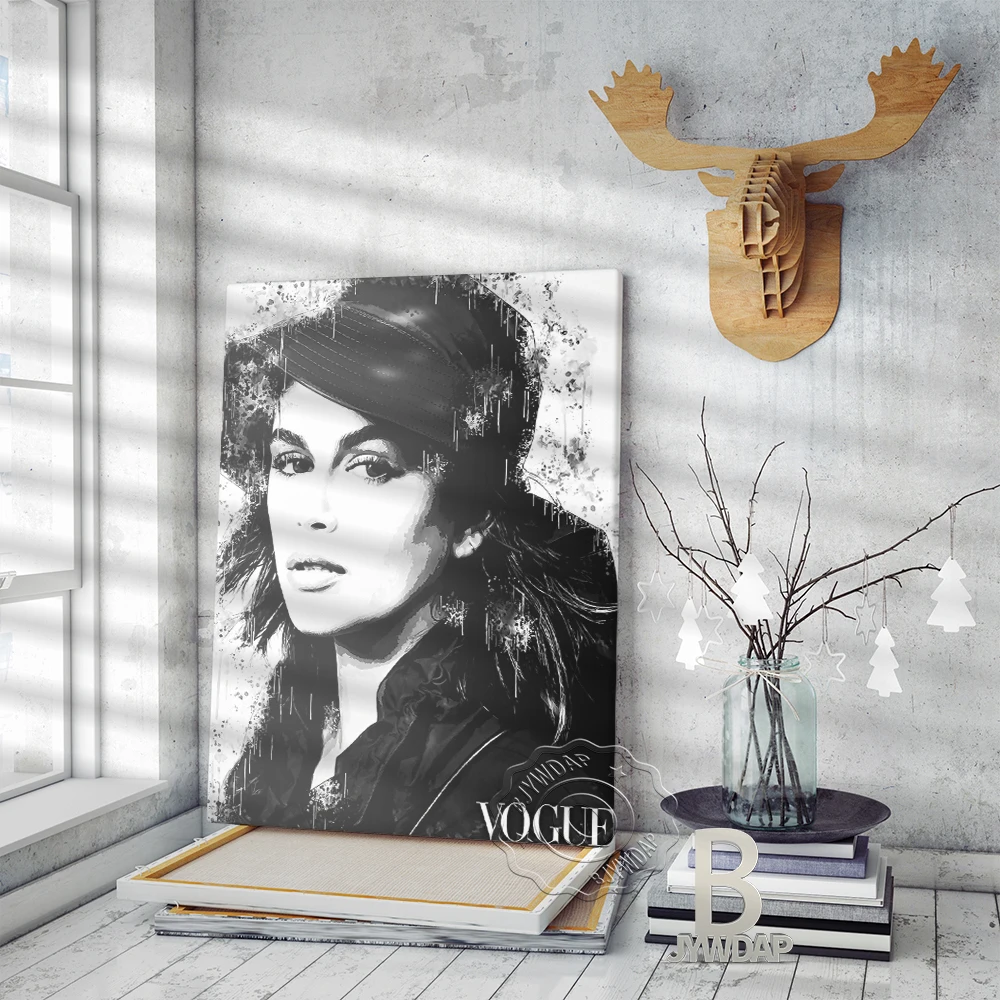 

Kaia Gerber American Model Watercolour Poster, Elegant Goddess Black White Art Prints, Minimalism Nordic Style Home Wall Decor