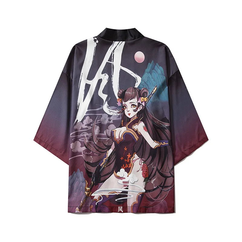

2020 Harajuku Style New National Tide Kimono Male Couple Personality Three-quarter Sleeve Loose All-match Casual Top