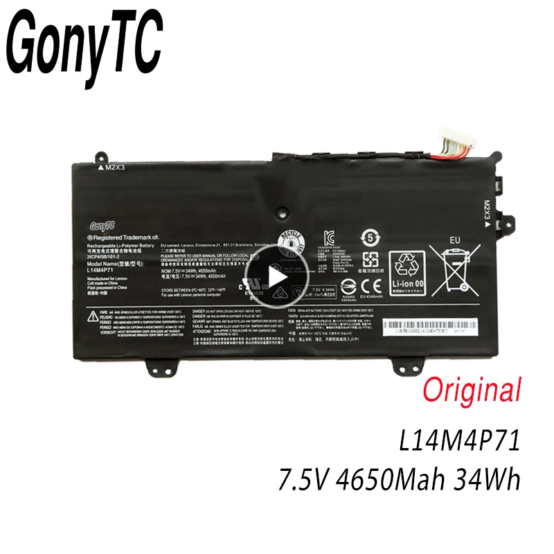 Оригинальный аккумулятор GONYTC L14M4P71 для ноутбука 7 6 В 34 Вт/ч L14L4P71 2ICP/49/100-2