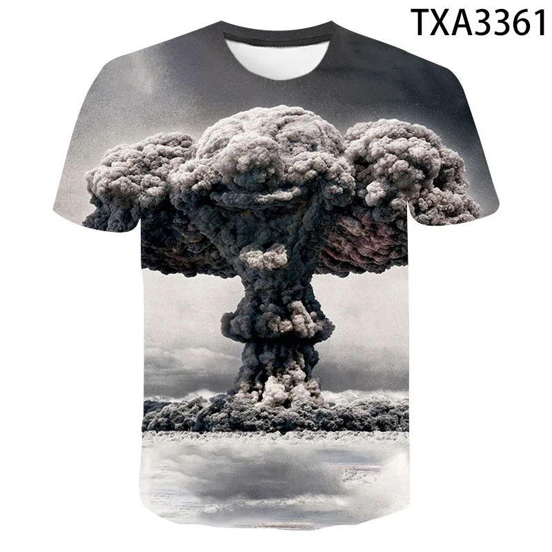 

New Casual Summer Fashion 3D Printed T-shirt Men Women Children Atomic Bomb Explosion Streetwear Short Sleeve Boy Girl Kids Tops