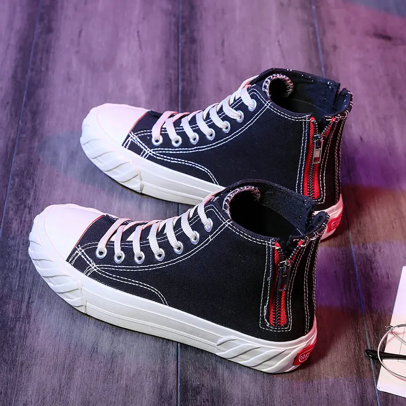 Модные женские туфли с высоким берцем парусиновая обувь на каждый день