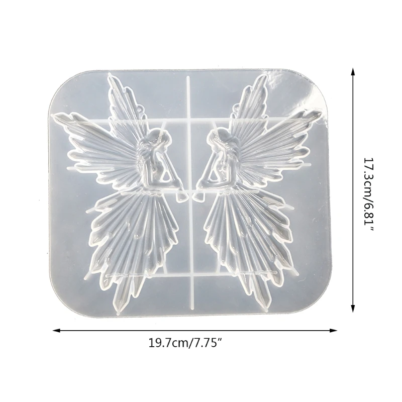 

DIY Crystal Epoxy Resin Mold Girl with Flute Angel Mirror Shiny Silicone Mould K3KF