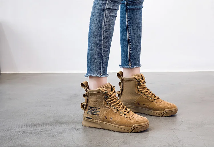 Autumn new high-cut Sneakers female Korean version of the round head side zipper wild women's shoes sports wind ZQ-24