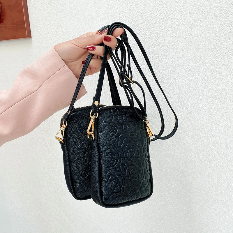 

Women Flowers Handbags Fashion Soft Leather Shoulder Bag Cell Phone Purse Small Crossbody Bag Ladies Flap Bag Female Bolso