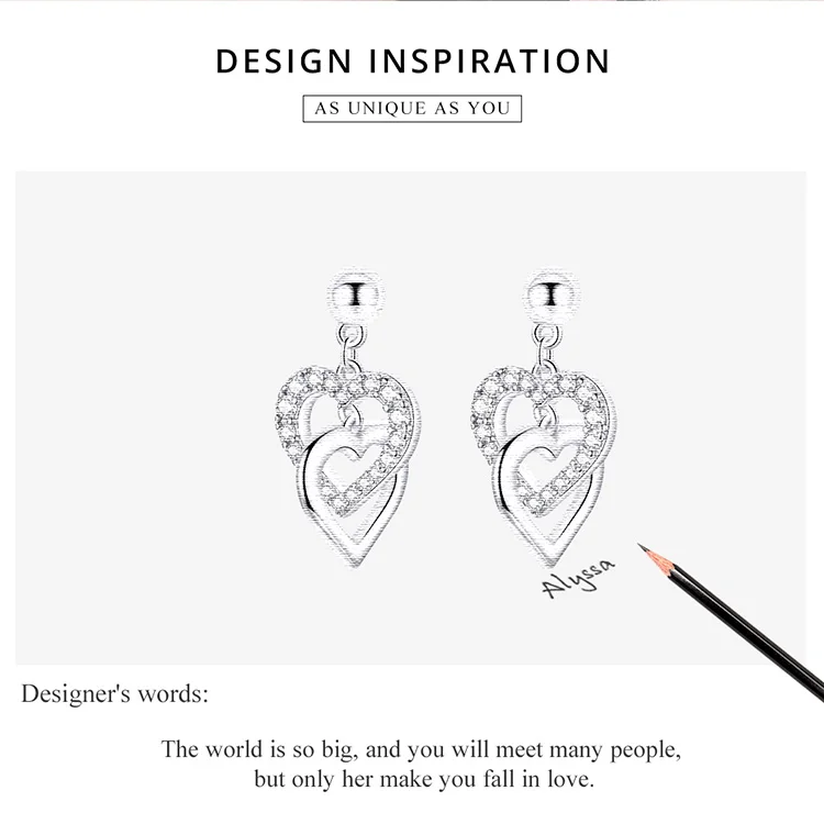 WOSTU, 925 пробы, серебряные, от сердца до сердца, висячие серьги, свадебные, циркон, висячие серьги для женщин, обручение, роскошные ювелирные изделия CQE732