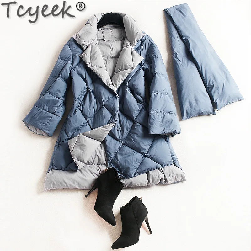 

Tcyeek Fashion Women's Down Jacket Warm 90% White Duck Down Coat Female Korean Autumn Winter Parkas Woman 2020 Mujeres Abrigos 3