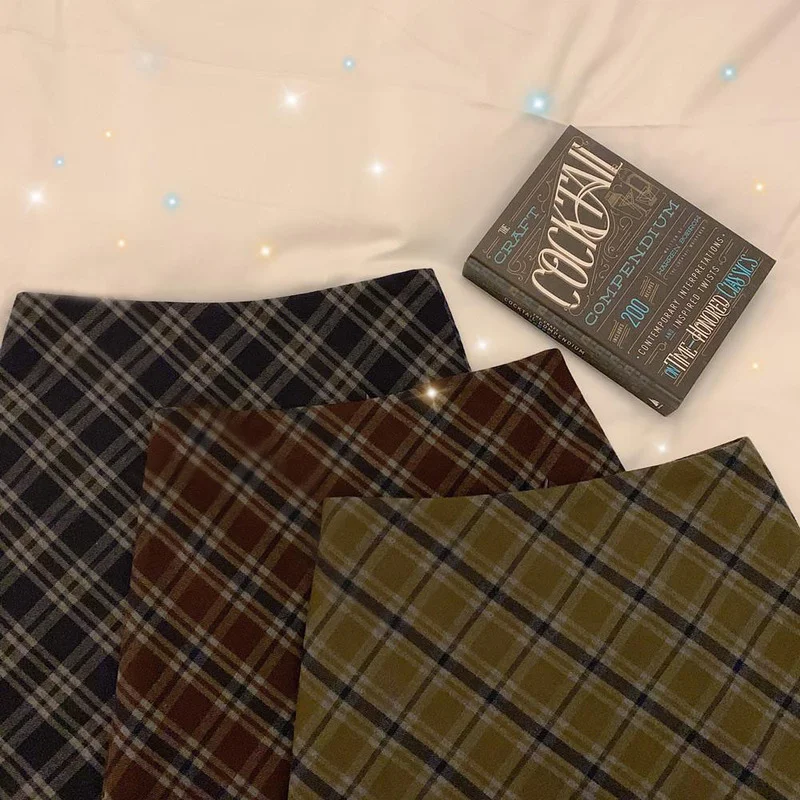 Юбка-мини женская трапециевидная в клетку с завышенной талией на осень | Женская