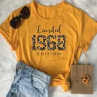 Женская футболка с леопардовым принтом, Винтажная футболка из 100% хлопка в клетку, для вечеринки, 53-й день рождения, 1968