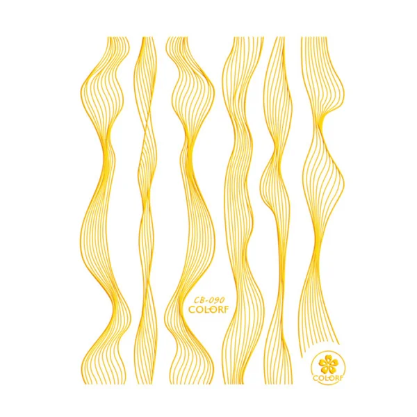 CB090 Gold 1 шт., волнистая полоска, наклейка для ногтей, золотая, черная, белая, гибкая лента, для дизайна ногтей, фольга, 3D, клейкие слайдеры, маникюрный декор, наклейка, LABP249-2 - Цвет: CB090 Gold