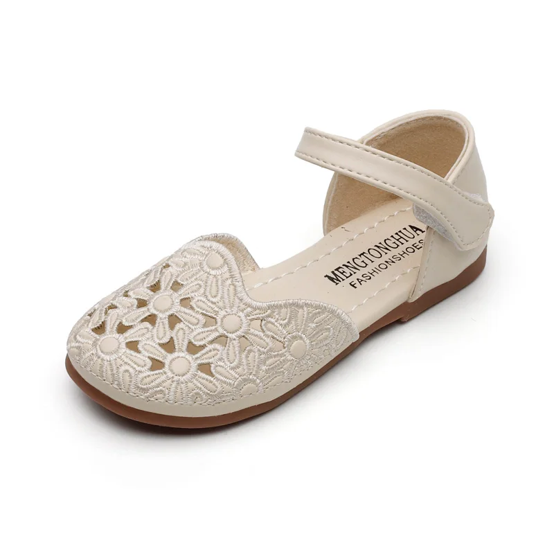 

2021 Spring Summer Kids Shoes for Girls Toddlers Children Floral Flats Casual Princess Cut-outs Toe-capped Sweet Soft Shoes New