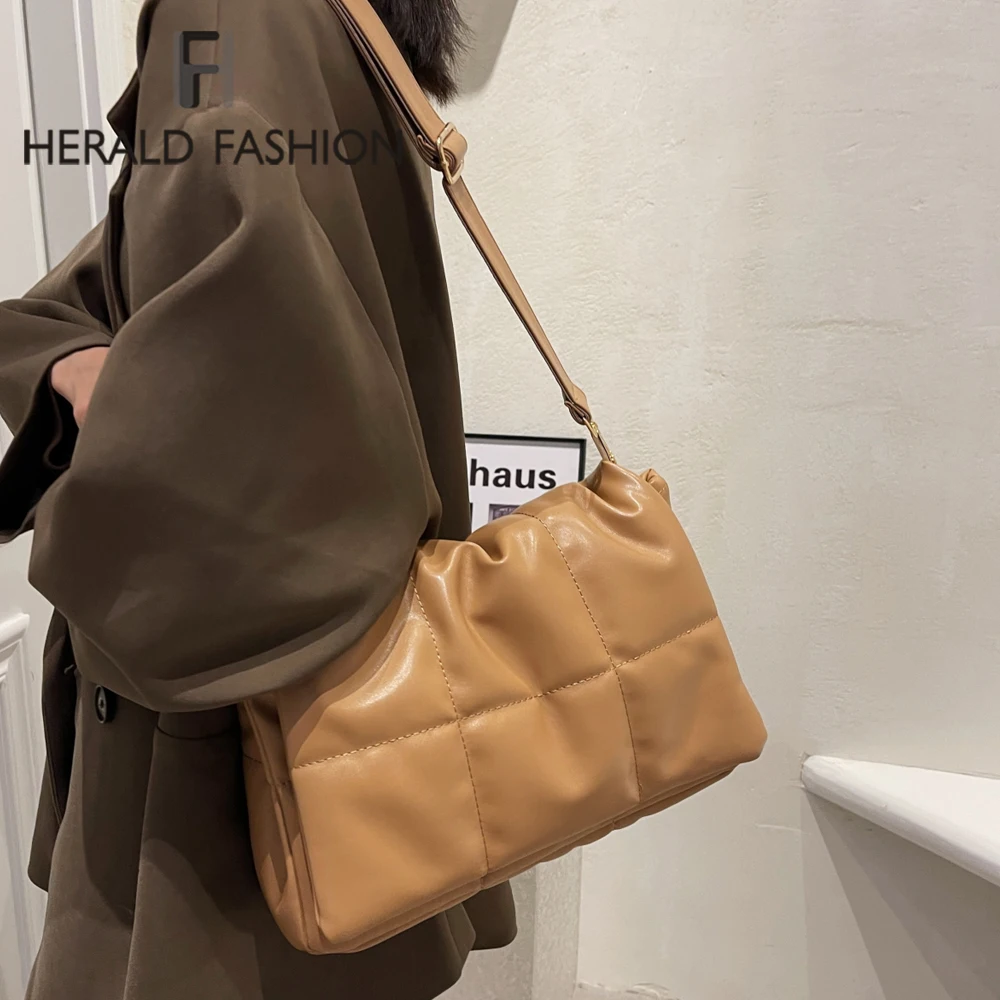 

Fashion Plaid Padded Flap Shoulder Bags for Women Brand Designer Down Cotton Crossbody Bag Winter Nylon Quilted Shopping Bags
