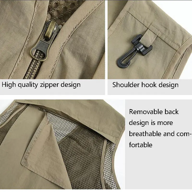 fishing Quick Dry Hiking Vest Men's Multi-pockets Big Size Sleeveless Jackets Male Photography Tourism Camping Fishing Waistcoat | Мужская