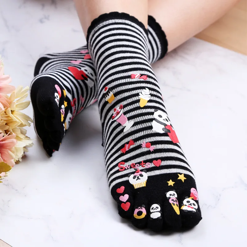 Носки женские хлопковые в полоску износостойкие эластичные Нескользящие