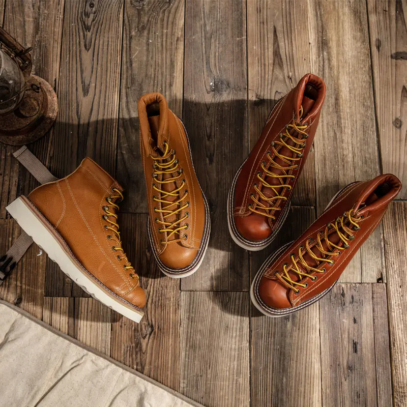 Мужская обувь с круглым носком винтажные ботильоны из натуральной воловьей кожи