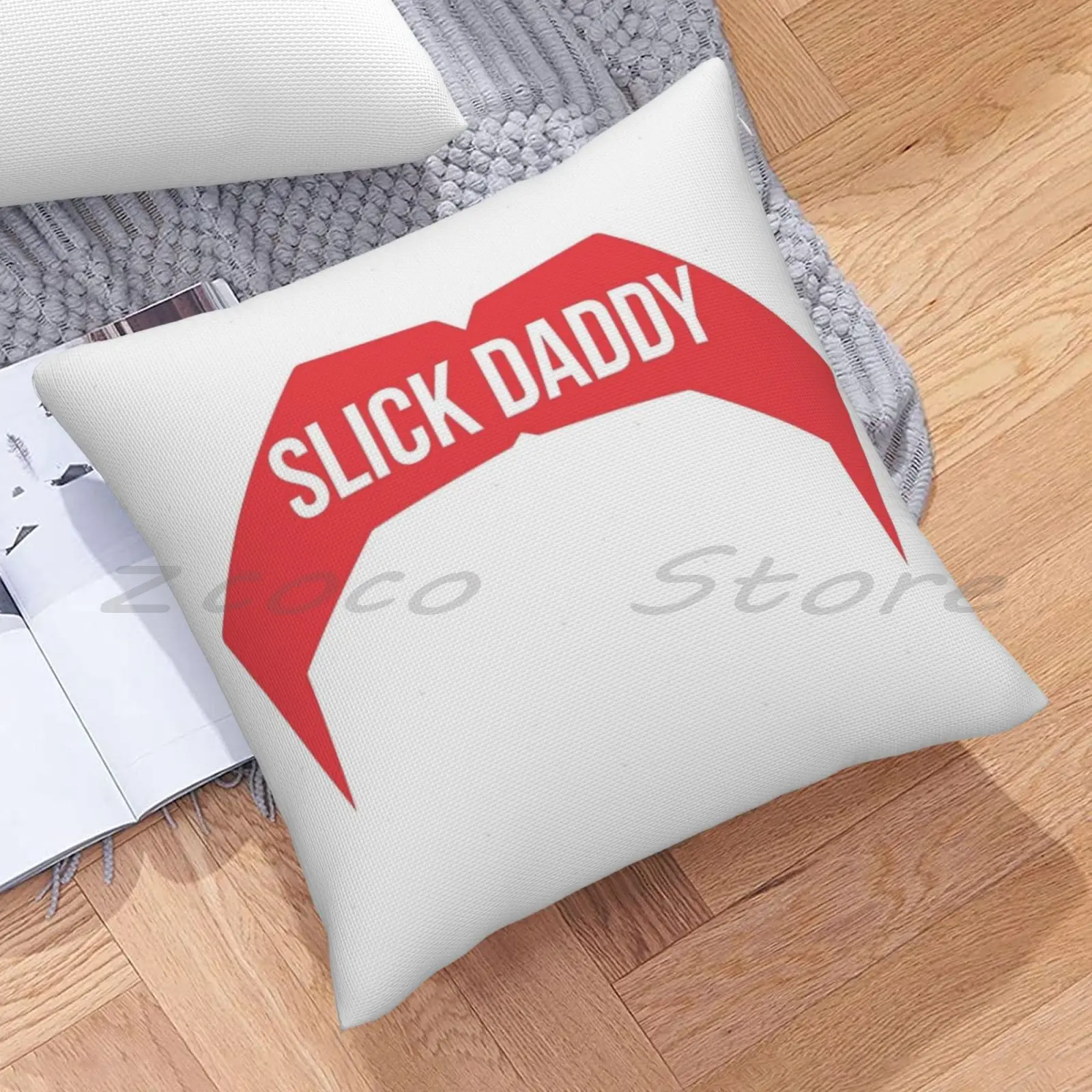 Наволочка из плюша и льна с надписью Slick DAD | Дом сад